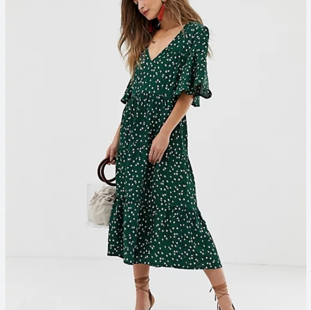 Faithfull the Brand Green Polka Dot Midi Dress